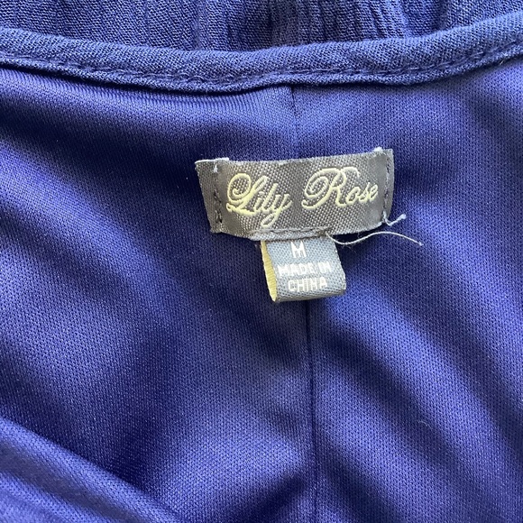 Lily Rose Blue Dress M Tank Top Tie Neck - Picture 2 of 7